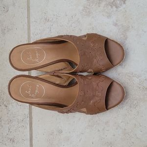 Jack Rogers wedge mule style sandals